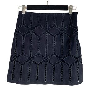 Skies Are Blue Black Suede Mini Skirt